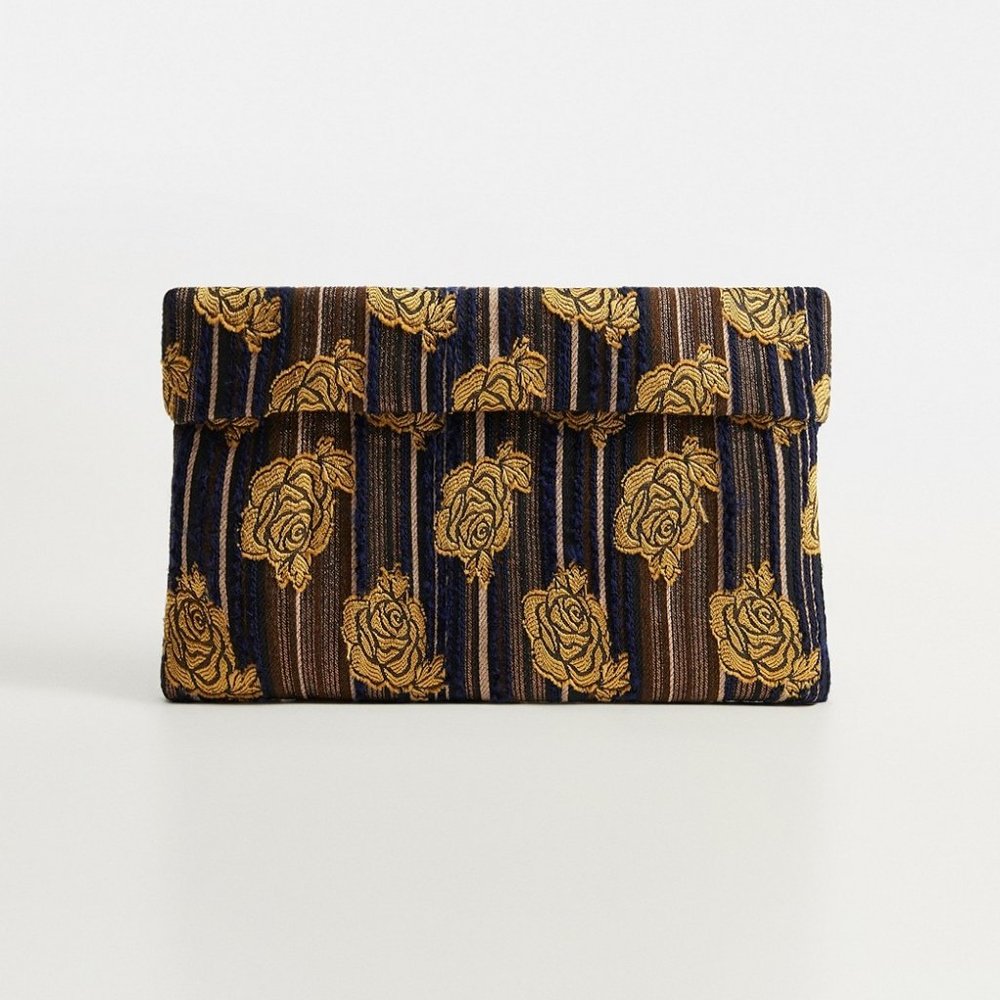 Mango Women's Jacquard Printed Clutch | Black - S